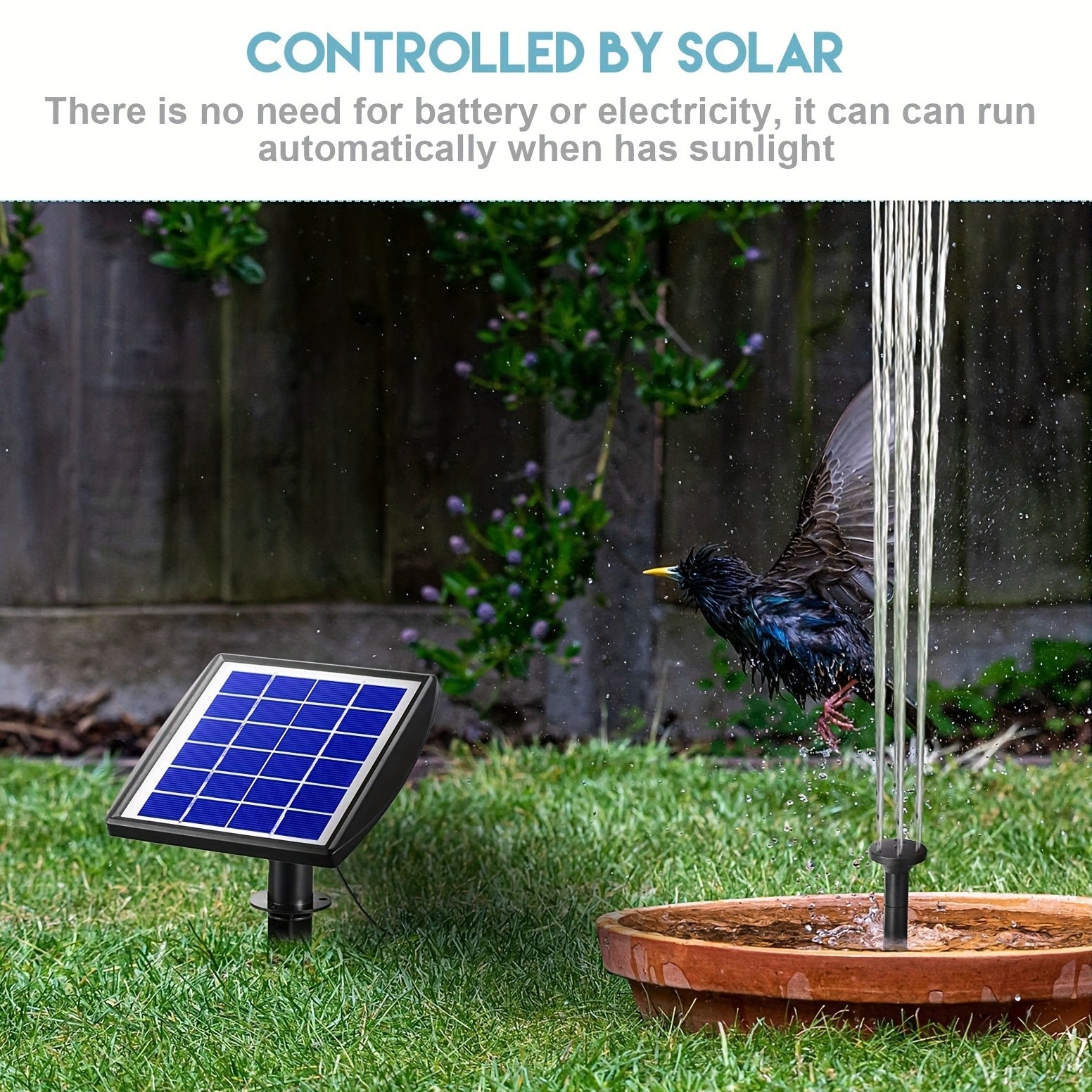 Solar Fountain Pump 2.0W for Pond Fountain Bird Bath Garden