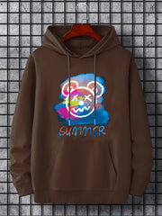 Bear Print Hoodie Men's Casual Graphic Pullover Sweatshirt