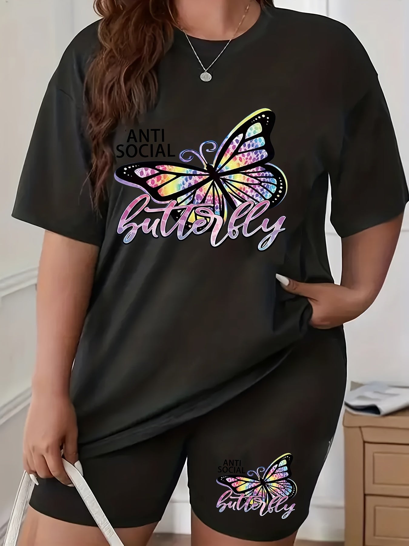 Butterfly & Letter Print 2 Piece Set