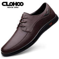 CLOHOO Men's Breathable Leather Lightweight Loafer Shoes