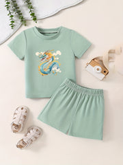 Toddler Kid Cartoon Pattern T-shirt & Shorts Set