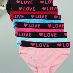 6pcs Letter Print Briefs Low Rise Comfy Intimates Panties Women's Lingerie