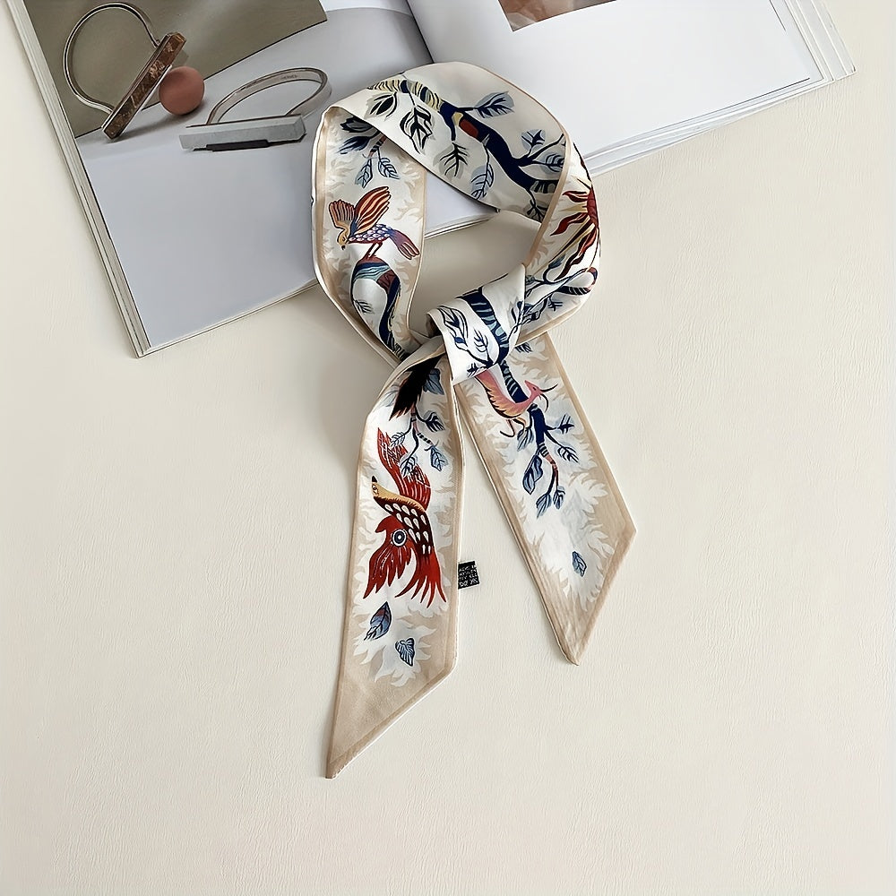 Flower Print Skinny Scarf Neckerchief Hair Ribbon Twilly Scarf