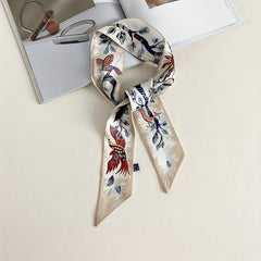 Flower Print Skinny Scarf Neckerchief Hair Ribbon Twilly Scarf