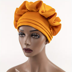 Three Layer Turban Cap Women Head Wrap Solid Casual Hijab Elastic Bandana