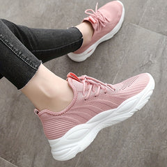 Women's Knit Sneakers Lace Up Running Shoes Soft Sole Comfort