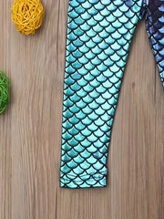 Toddler Girls Fish Scale Graphic Leggings Slim Pants