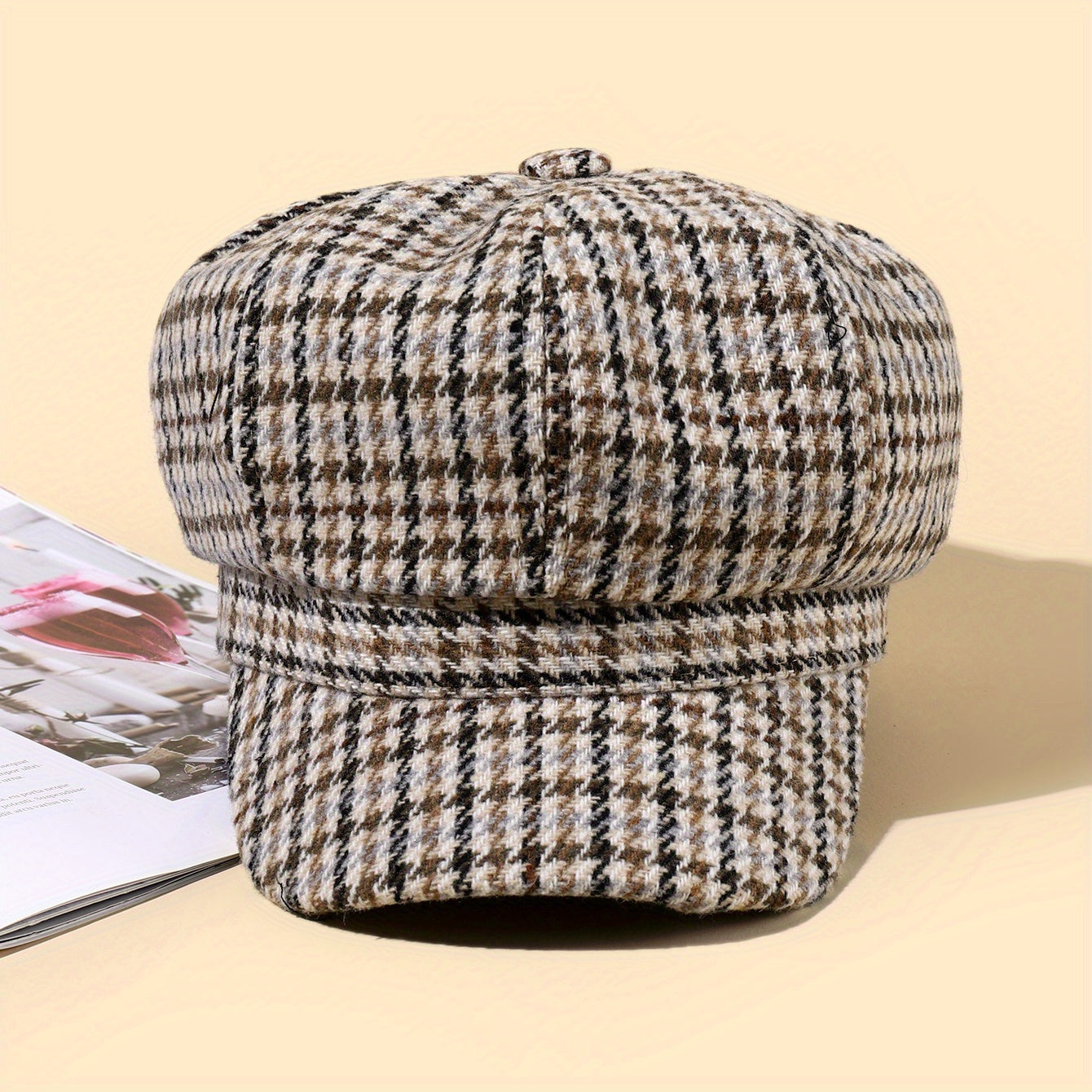 Plaid Octagonal Hat Outdoor Sun Hat Casual Cap Painter Hat