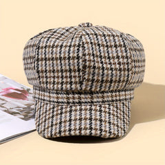 Plaid Octagonal Hat Outdoor Sun Hat Casual Cap Painter Hat
