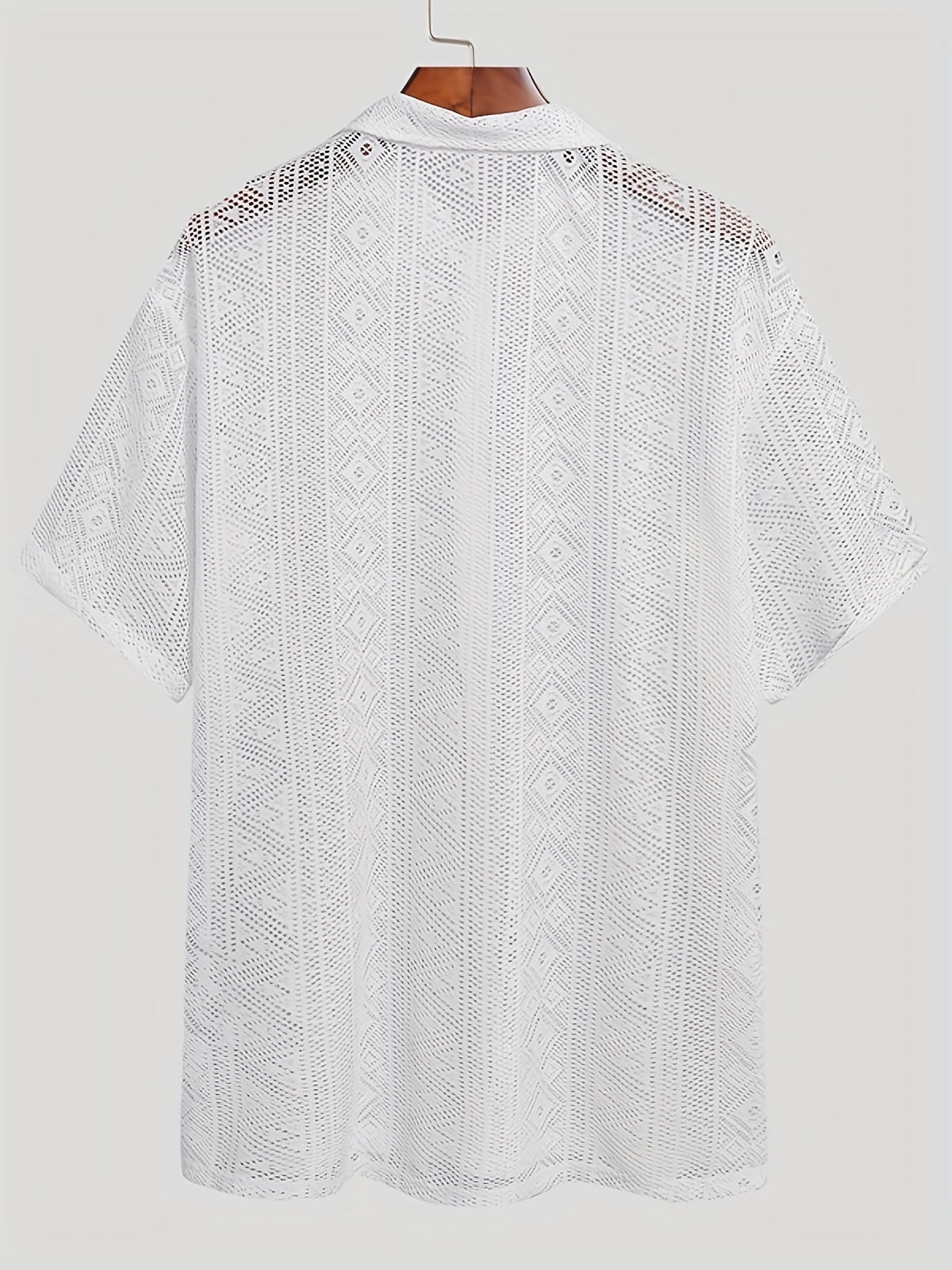 INCERUN Floral Lace Short Sleeve Shirts Casual Mesh Sheer Party Vacation Tee
