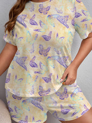 Tie Dye Butterfly Print Pajama Set