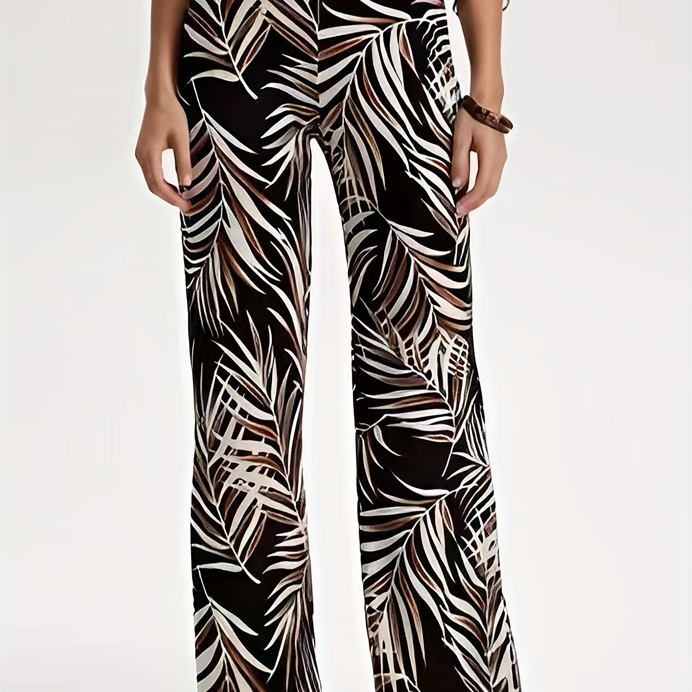 Women's Tropical Print Wide Leg Trousers