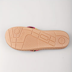 Women's Floral Flat Sandals Slip On Open Toe Linen Sole Home Non slip Slides