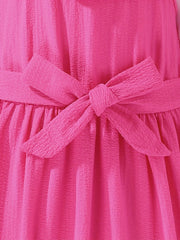 Girls' Ruffle Off Shoulder Tunic Dress With Belt Kid Girl's Casual Dresses
