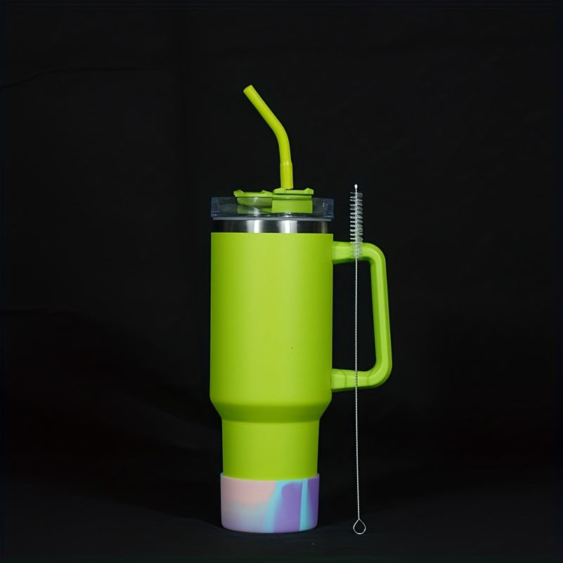 40OZ Stainless Steel Water Bottle with Straw Brush and Silicone Cover