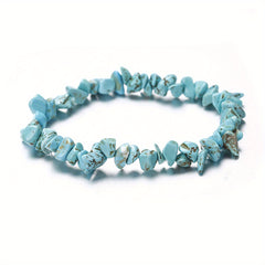 Irregular Crystal Gravel Beaded Bracelet with Elastic Rope for Girls