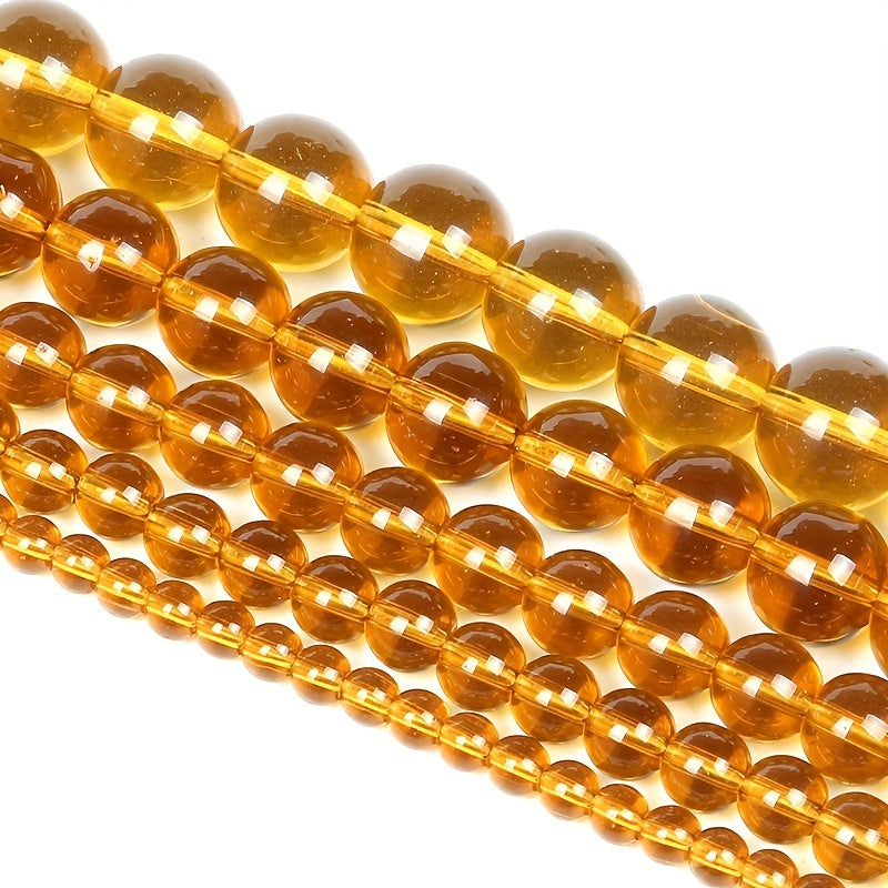 Amber Quartz Crystal Beads Natural Stone Round Spacer Bead Jewelry Making DIY