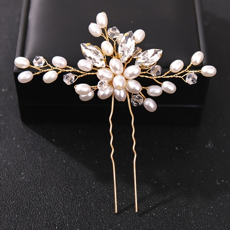 Wedding Bridal Hair Comb Crystal Faux Pearl Rhinestone Hairpin