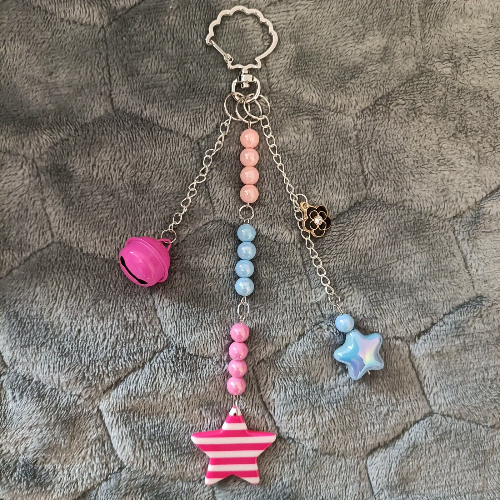 Y2K Bell & Star Keychain for Girls - Red