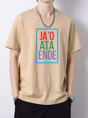 Colorful Letter Pattern Print Men's Graphic Cotton Crew Neck T shirt