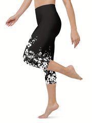 Floral Print Skinny Cropped Leggings Women's Clothing