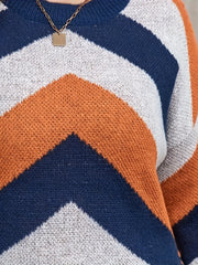 Colorblock Sweater Round Neck Jumper