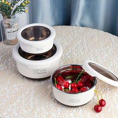 3pcs Stainless Steel Lunch Boxes Portable Sealed Fresh keeping Bowl