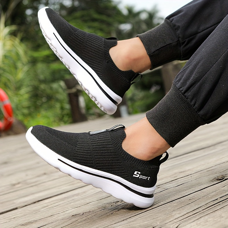 Thick Sole Breathable Running Shoes Comfortable Sneakers Slip On Woven Shoes
