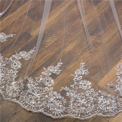 Floral Lace Edge Head Veil With Comb Wedding Bridal Hair Accessories