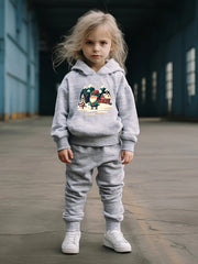 Girls 2pc Santa Claus Hooded Sweatshirt & Solid Sweatpants Set