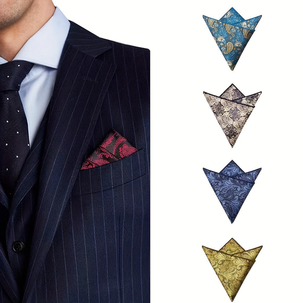 Men's Suit Handkerchief Paisley Cashew Pattern Jacquard Scarf Towel