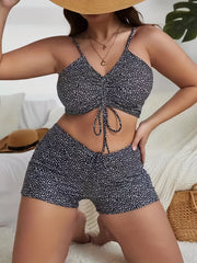 Ditsy Print Ruched Bikini Set