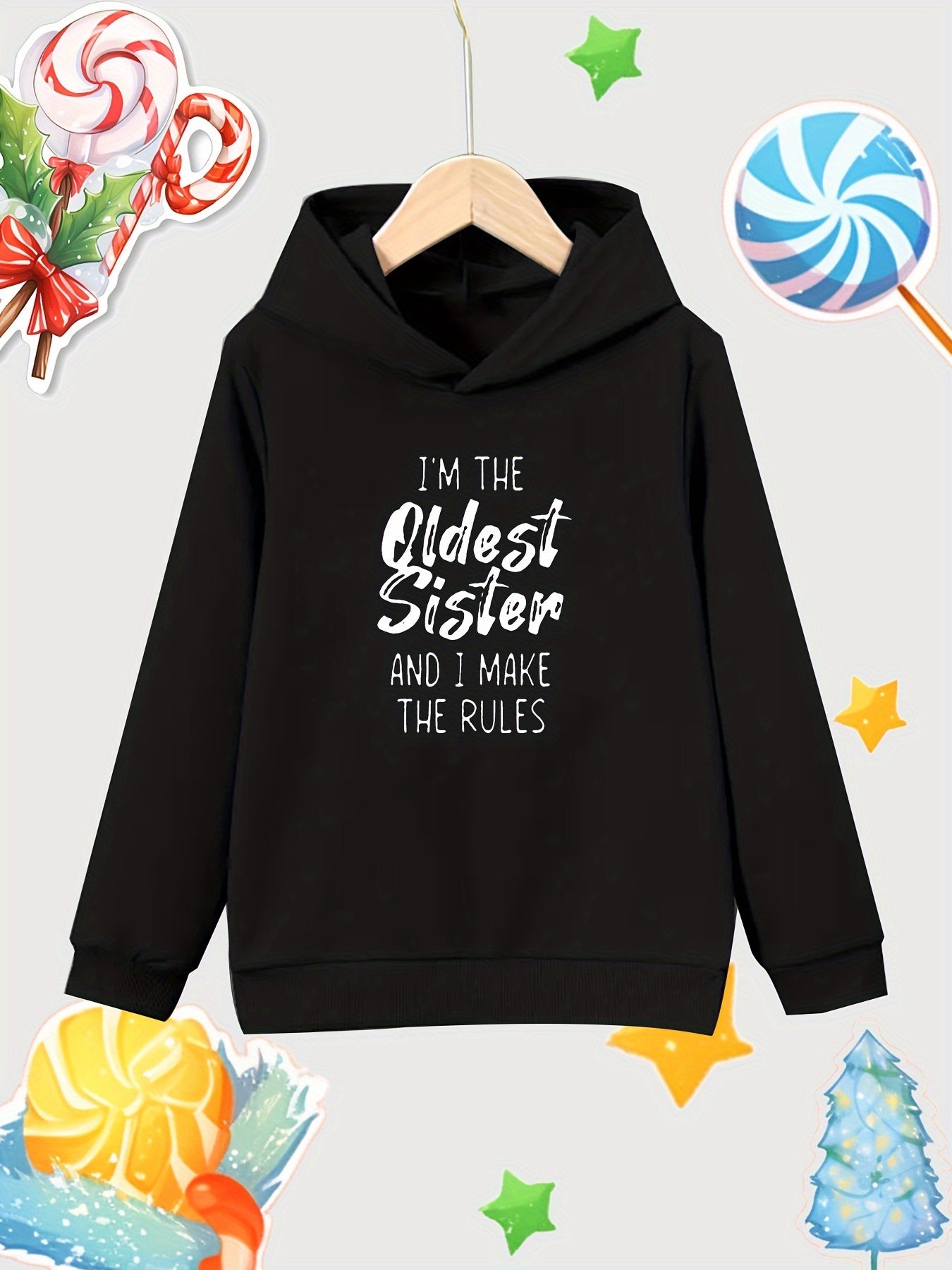 Oldest Sister Rules Hooded Sweatshirt for Girls