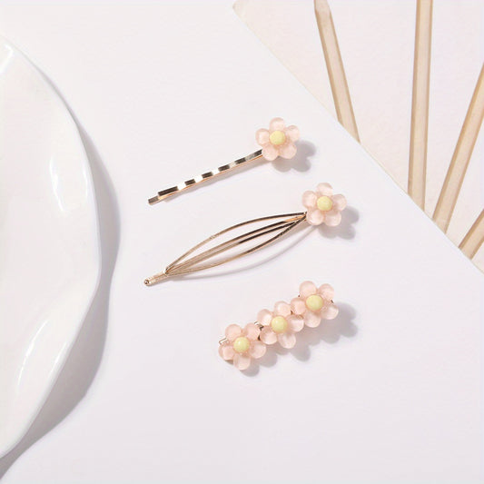 3pcs Flower Hair Clip Bobby Pin Side Clip Bangs Clip Floral Hair Accessories