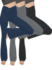 3Pcs High Waist Yoga Pants Flared Legs High Stretch V Cut Waist Yoga Leggings