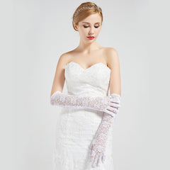 Long Lace Floral Gloves for Party Wedding Bridal