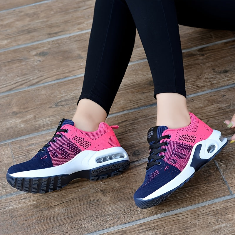 Contrast Knit Sneakers Air Cushion Non slip Running Shoes