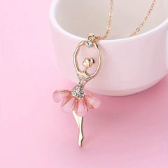 Pink Skirt Ballet Girls Necklace Pendant Birthday Gift For Girls