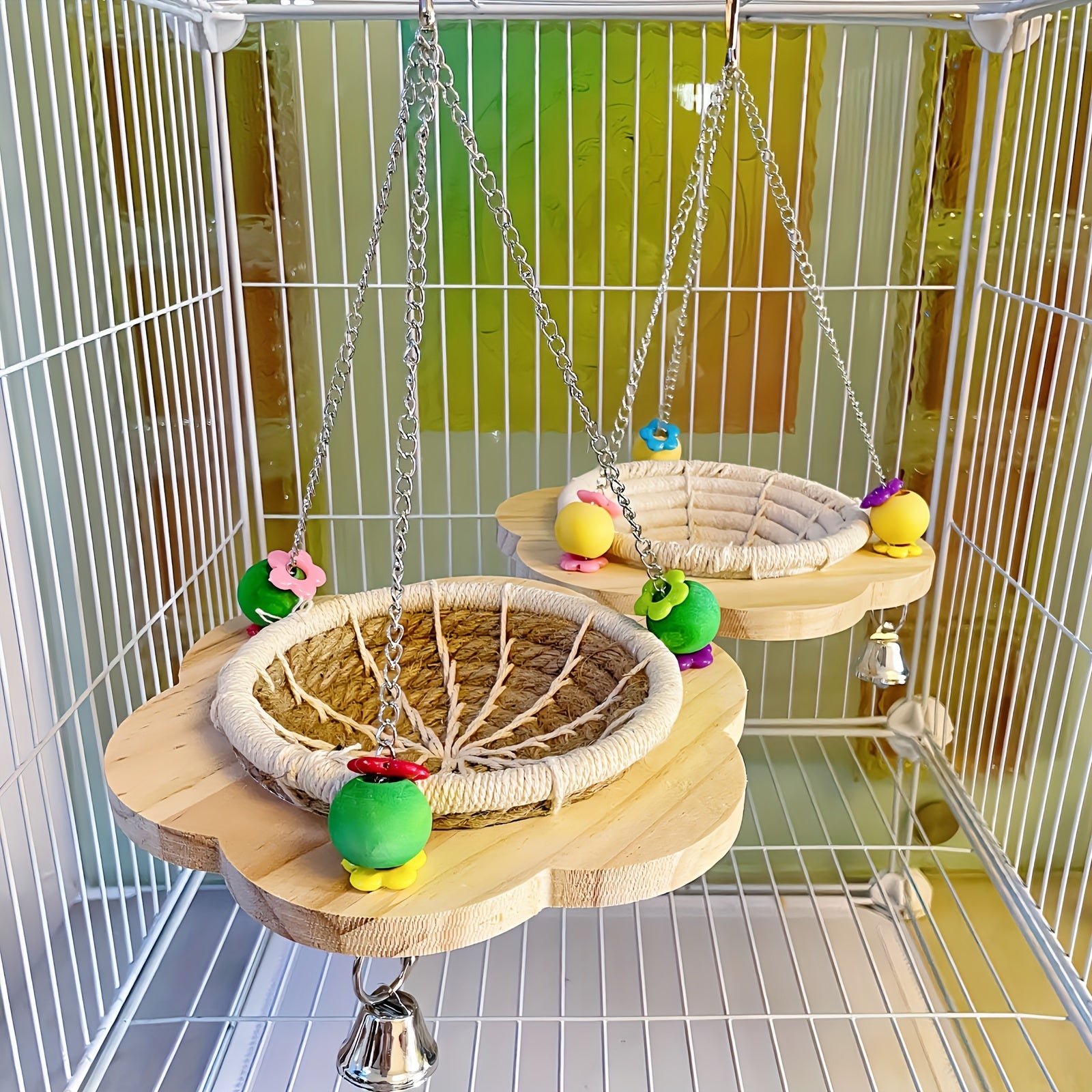 Cotton Rope Bird Breeding Nest Hanging Rest Bed Swing Hammock Toy