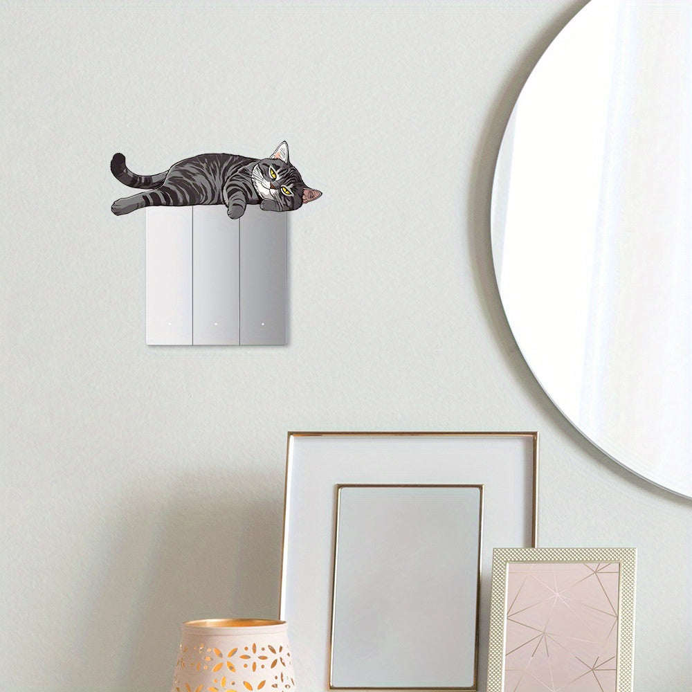 Cartoon Cat Wall Sticker for Bedroom and Living Room Switch Decoration