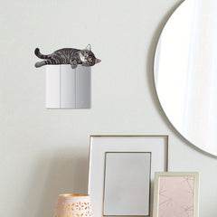Cartoon Cat Wall Sticker for Bedroom and Living Room Switch Decoration