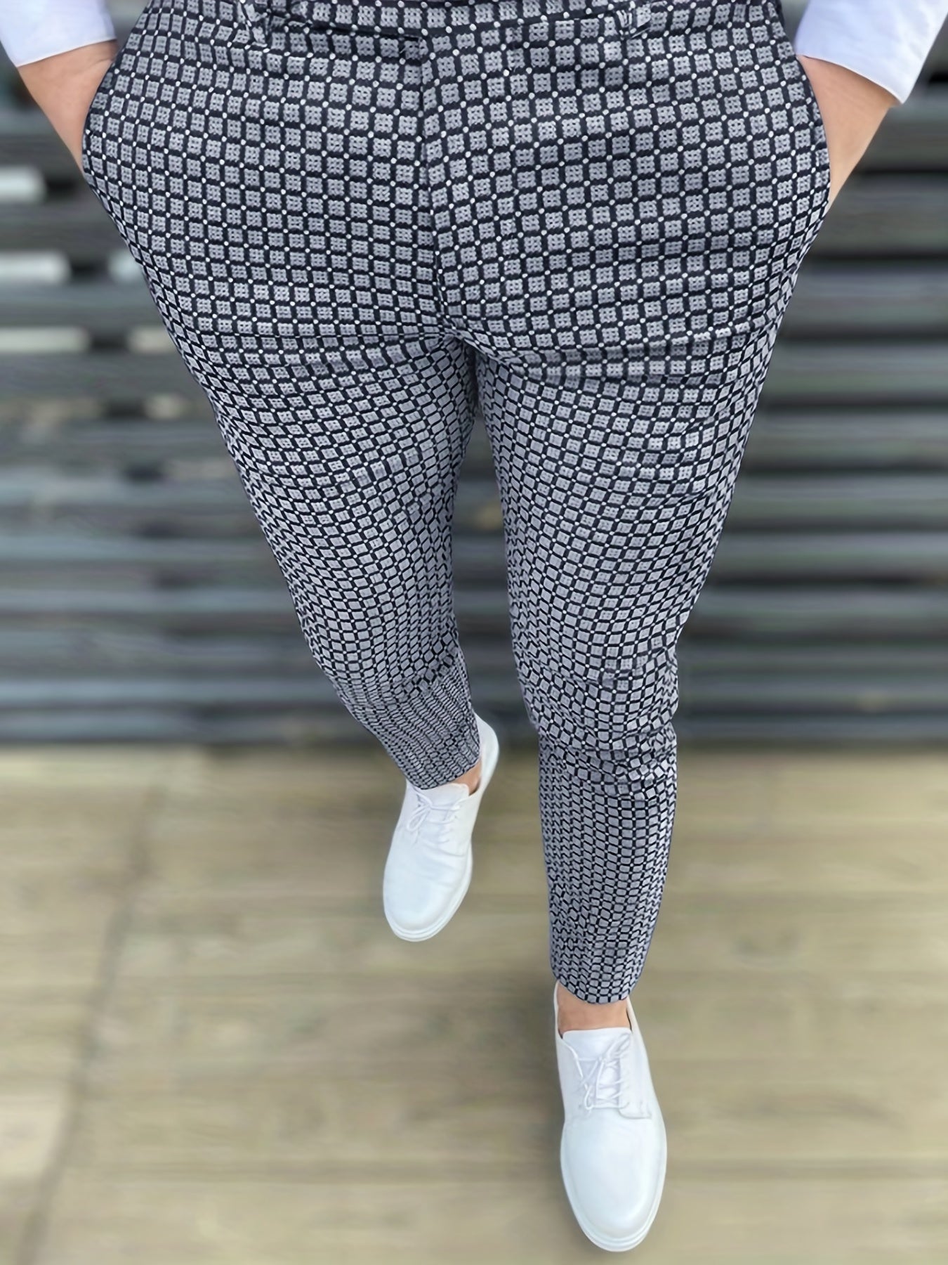 Men's Casual Checkered Slim Fit Pants