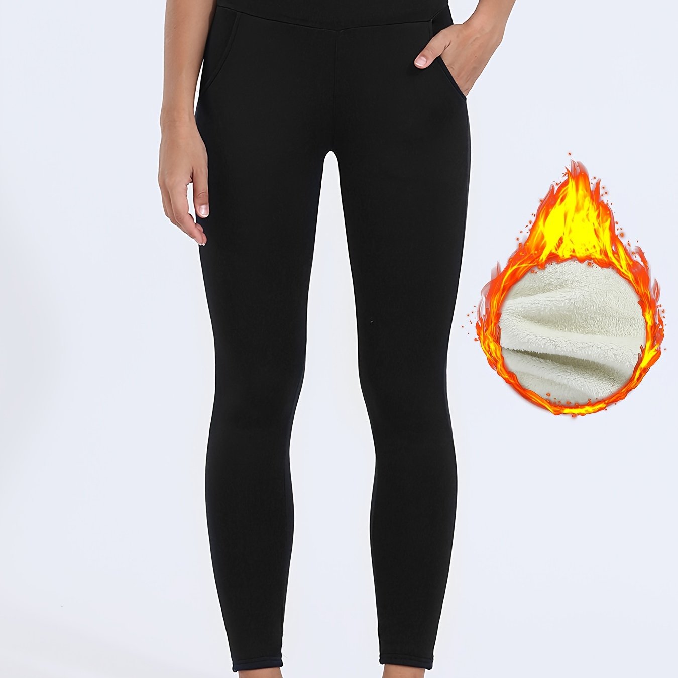 High Waist Fleece Sports Fitness Yoga Pants High Stretch Workout Fleece