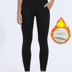 High Waist Fleece Sports Fitness Yoga Pants High Stretch Workout Fleece
