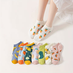 6 8 Pairs Fruit Print Socks Low Cut Ankle Stockings