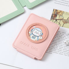 Double Sided PU Makeup Mirror Folding Portable Double Sided Mirror