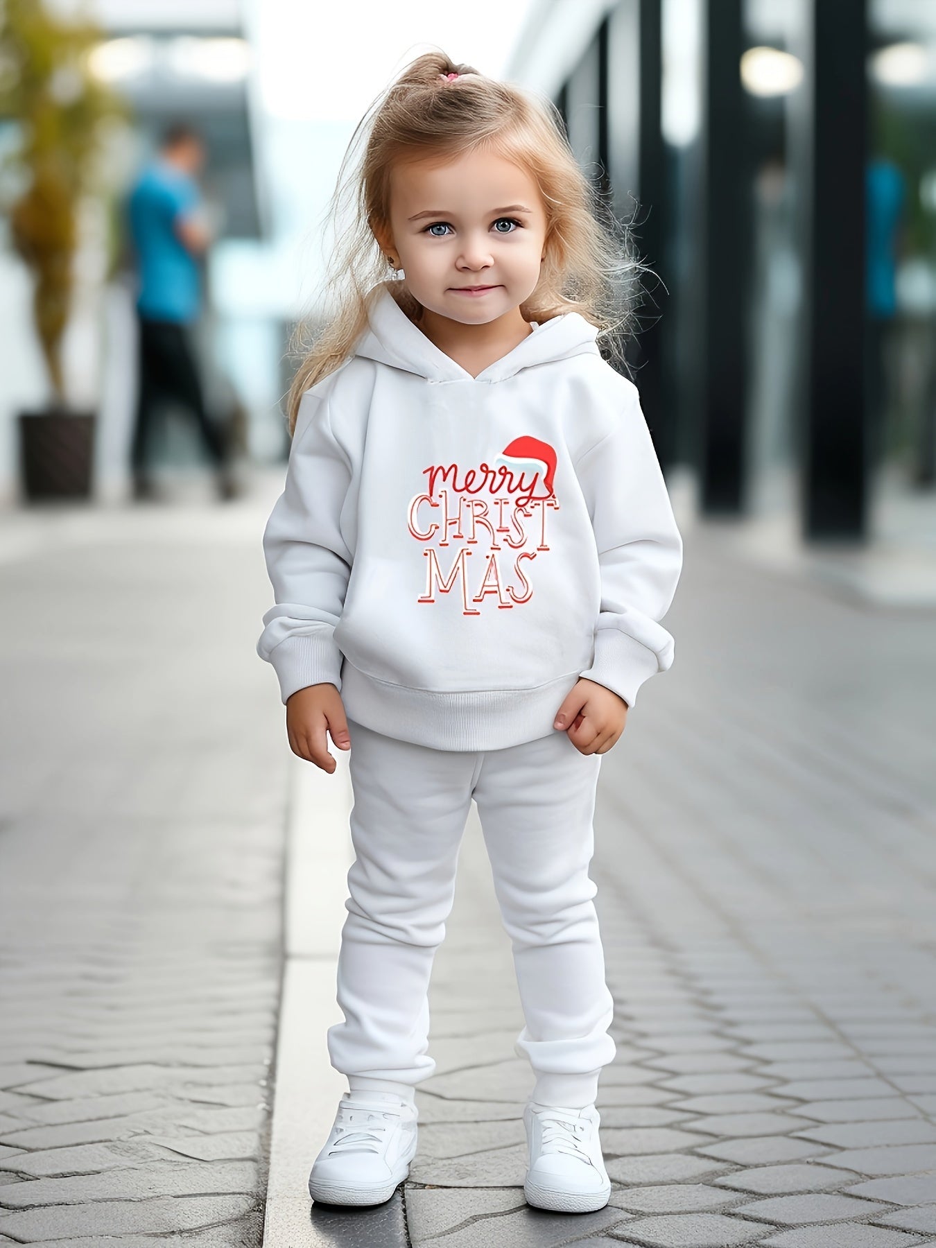 Girls 2pc Alphabets Hooded Sweatshirt & Sweatpants Set