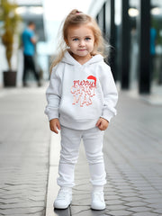 Girls 2pc Alphabets Hooded Sweatshirt & Sweatpants Set