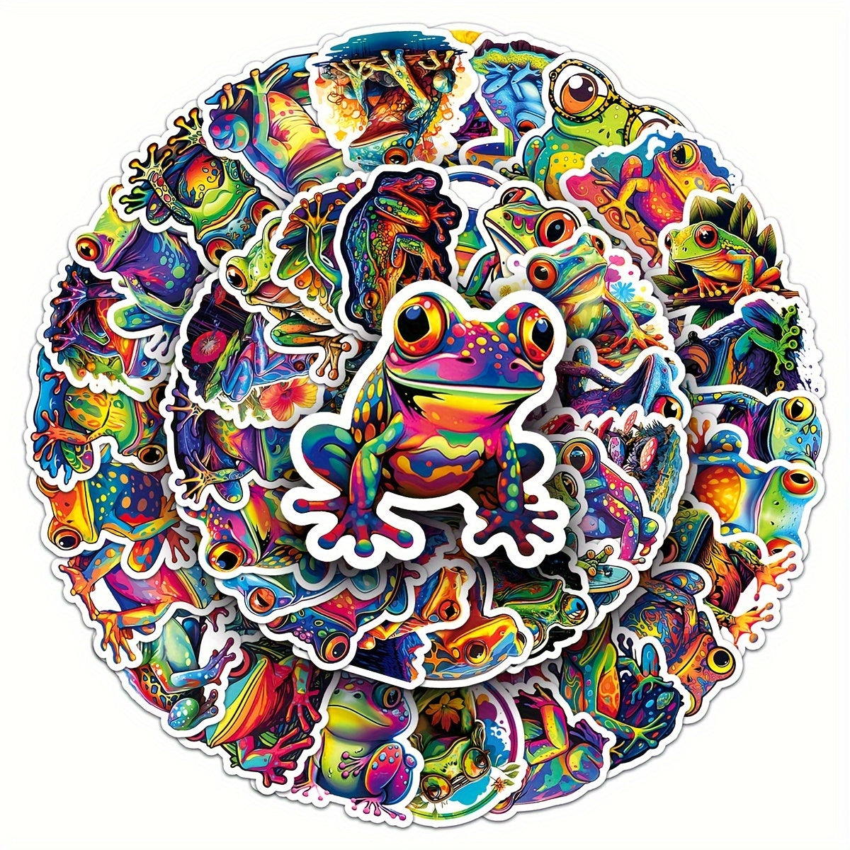 50pcs Colorful Frog Cartoon Animal Hand painted Stickers DIY Decoration