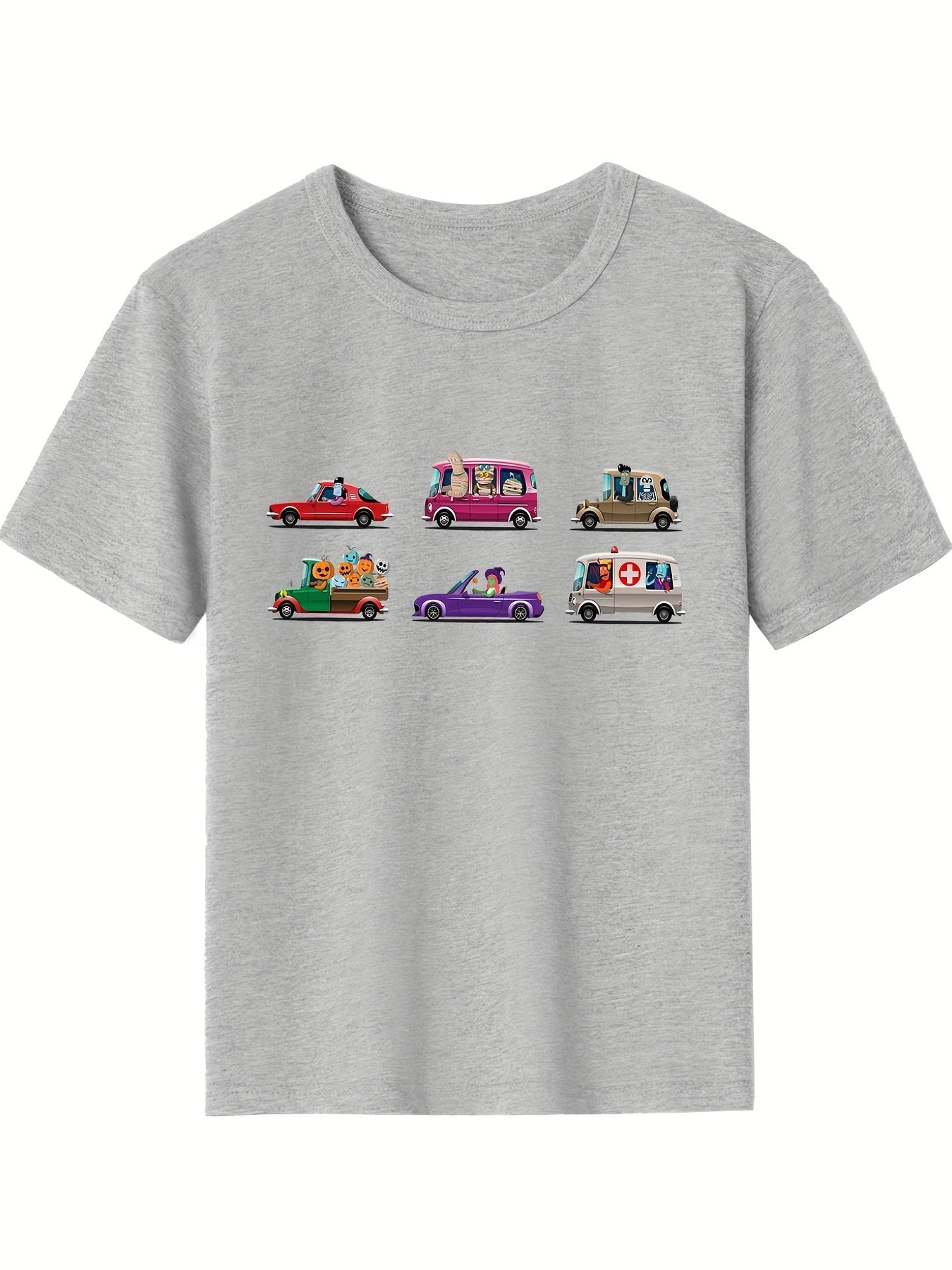 Girls Cartoon Portrait T-shirt Soft Cotton Crew Neck Short Sleeve